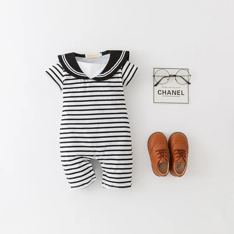 Black White Striped Sailor Baby Romper with Hat Newborn Cotton Short Sleeve Bodysuit Summer Infant Boy Girl Jumpsuit Outfit
Black White Striped Sailor Baby Romper with Hat Newborn Cotton Short Sleeve Bodysuit Summer Infant Boy Girl Jumpsuit Outfit