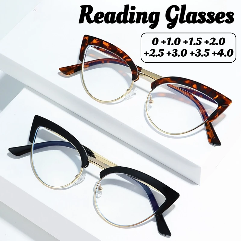 Neutral Fashion Luxury Cat-Eye Half-Frame Presbyopia Glasses New Fashionable and Unique Metal Anti-Blue Light Reading Glasses
Neutral Fashion Luxury Cat-Eye Half-Frame Presbyopia Glasses New Fashionable and Unique Metal Anti-Blue Light Reading Glasses