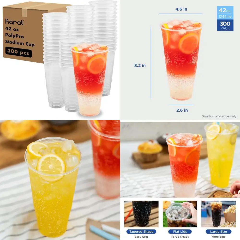 Disposable Plastic Cold Cups - 300 Count, 42oz Capacity, BPA-Free, 117mm Diameter, Ideal for Iced Beverages and Cocktails
Disposable Plastic Cold Cups - 300 Count, 42oz Capacity, BPA-Free, 117mm Diameter, Ideal for Iced Beverages and Cocktails
