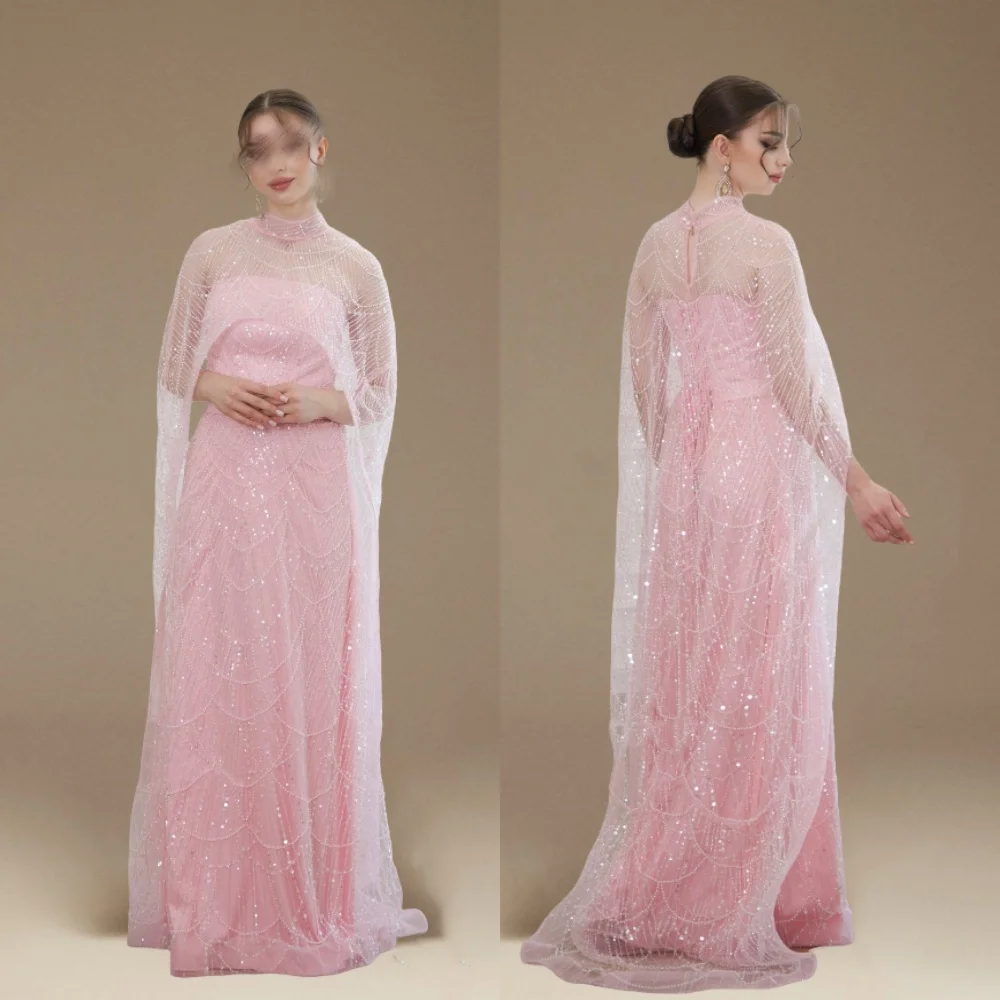 Customized Charmeuse Sequined High Collar A-line Floor-length Bespoke Occasion Dresses Women Luxury Evening Gorgeous Glitter 
Customized Charmeuse Sequined High Collar A-line Floor-length Bespoke Occasion Dresses Women Luxury Evening Gorgeous Glitter