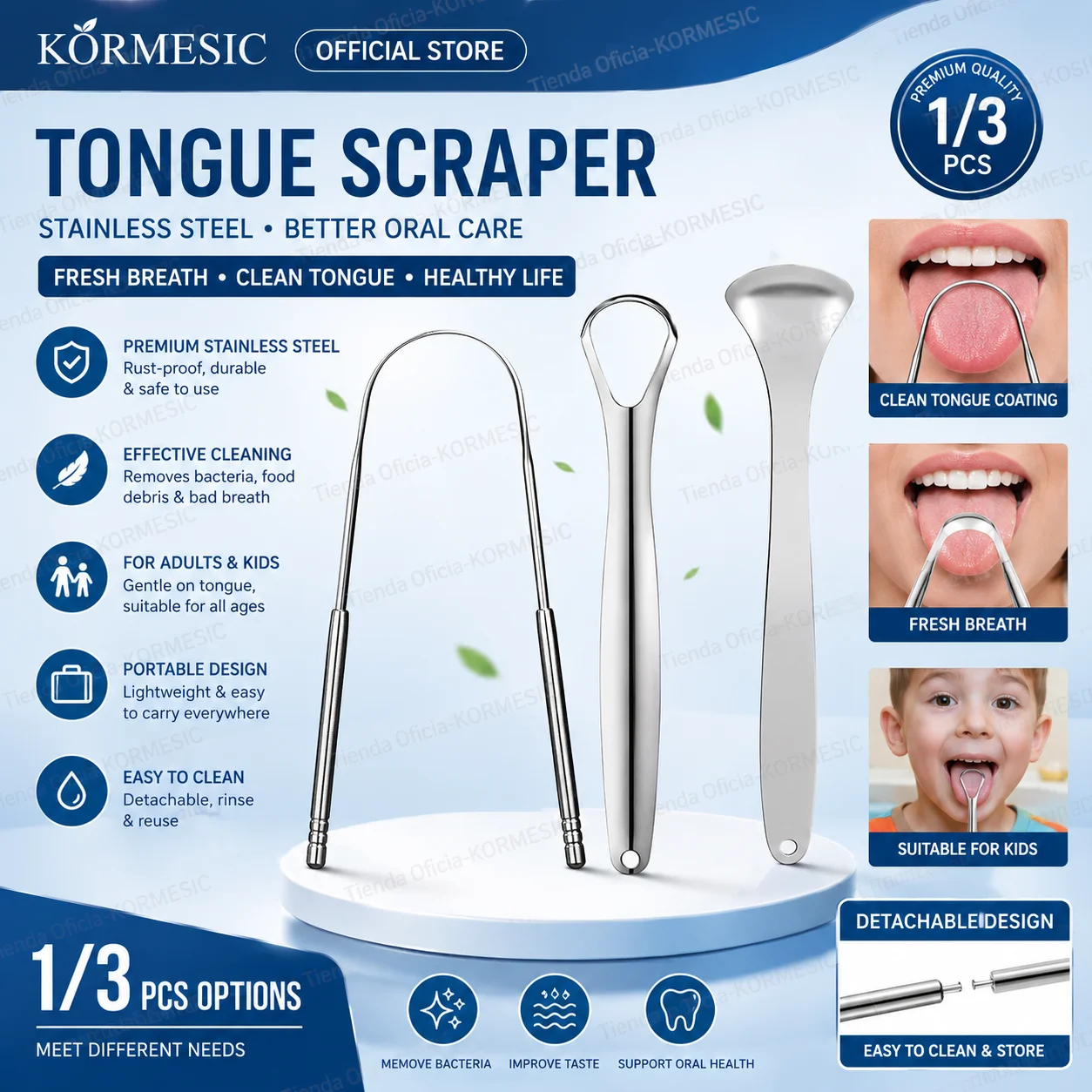 Premium 1pcs/3pcs Metal Tongue Scraper Cleaner for Adults & Kids, Portable Stainless Steel Tongue Scrapers Brushes for Removing
Premium 1pcs/3pcs Metal Tongue Scraper Cleaner for Adults & Kids, Portable Stainless Steel Tongue Scrapers Brushes for Removing