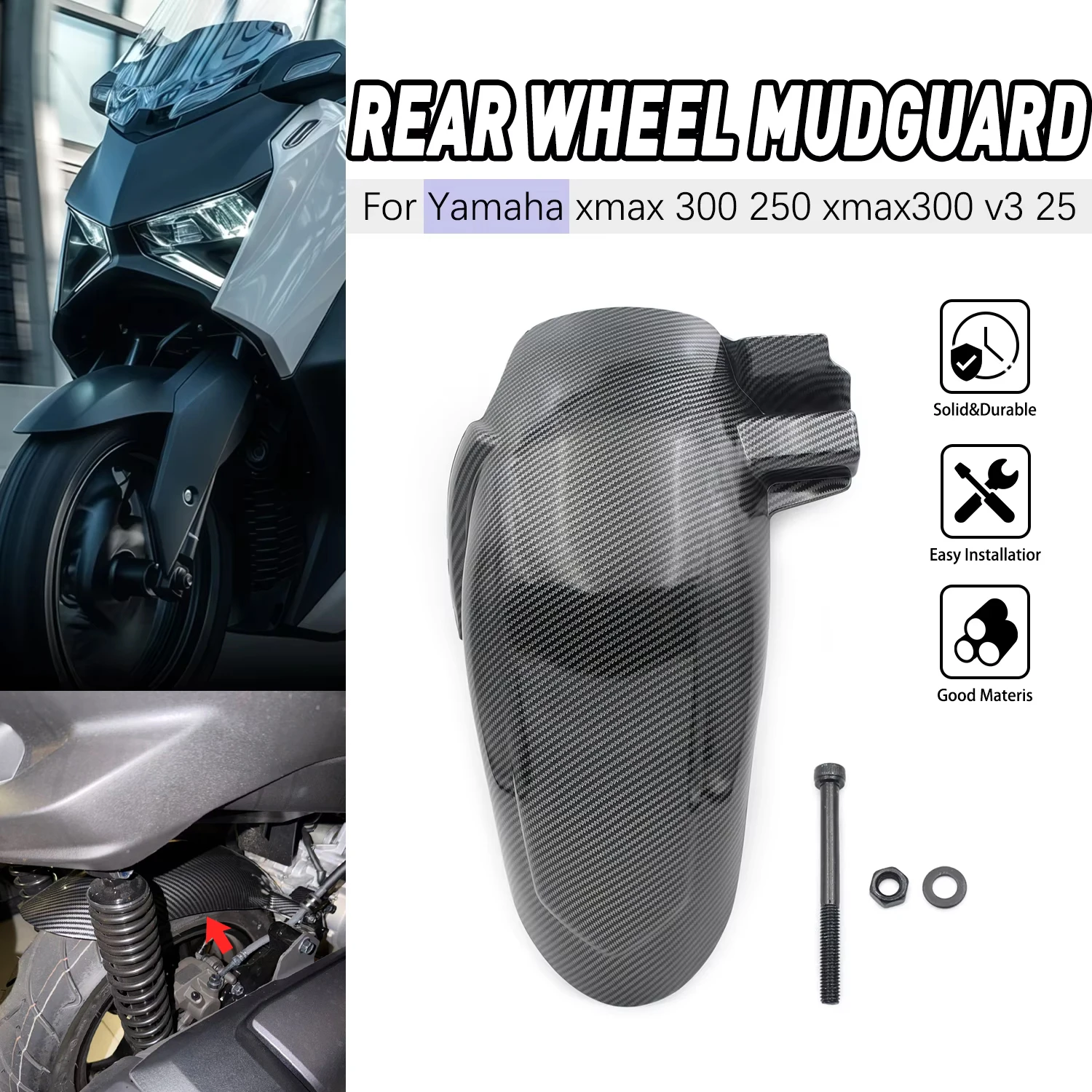 Rear Fender For YAMAHA XMAX 300 250 XMAX300 V3 2025 Motorcycle Accessories Fender Rear Wheel Splash Guard Protector Guard Cover
Rear Fender For YAMAHA XMAX 300 250 XMAX300 V3 2025 Motorcycle Accessories Fender Rear Wheel Splash Guard Protector Guard Cover