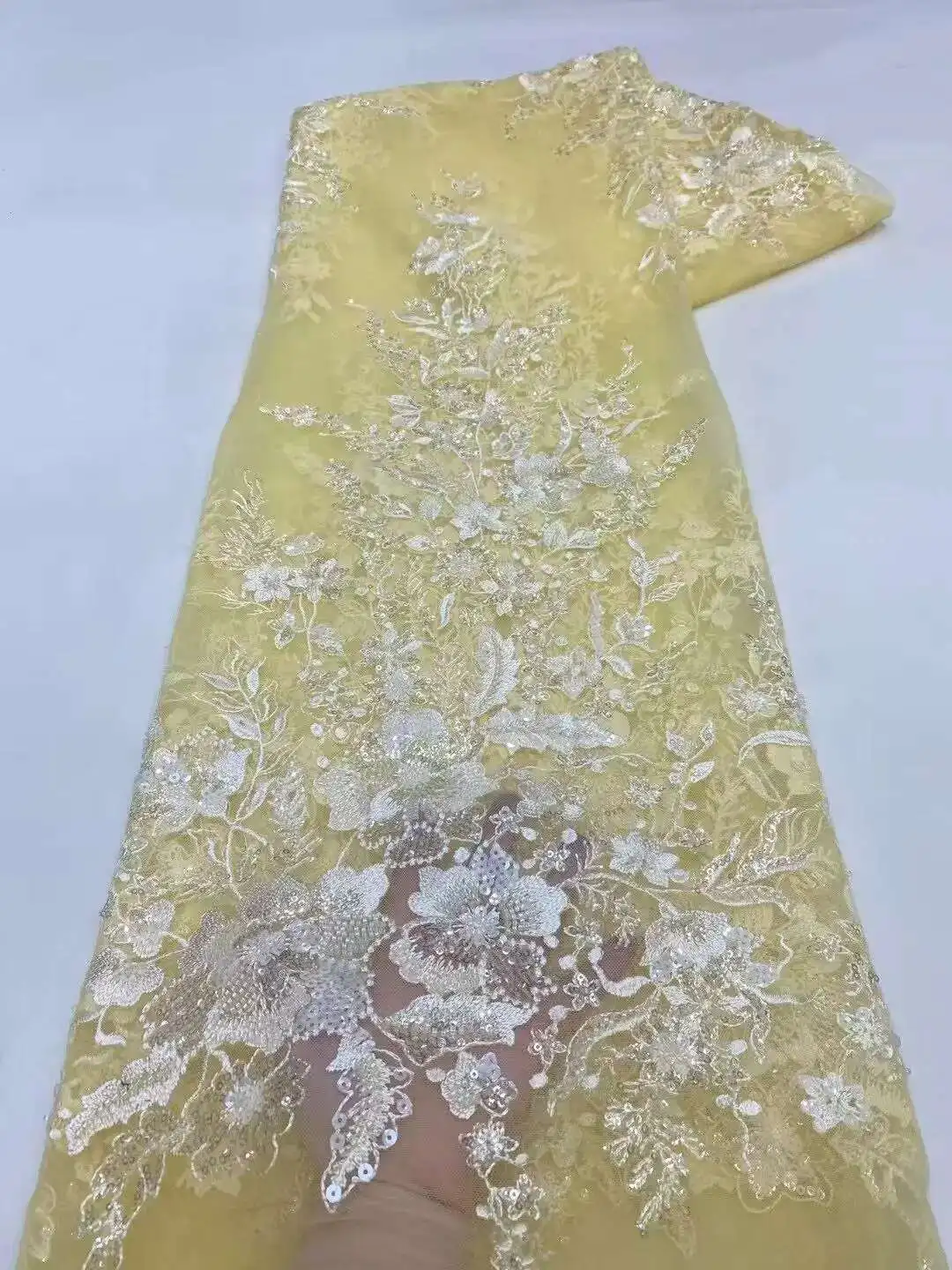 5 Yards French Beaded Sequins Lace Fabric 2025 High Quality Mesh Tulle African Lace Fabric Nigerian Wedding Dress For Women
5 Yards French Beaded Sequins Lace Fabric 2025 High Quality Mesh Tulle African Lace Fabric Nigerian Wedding Dress For Women