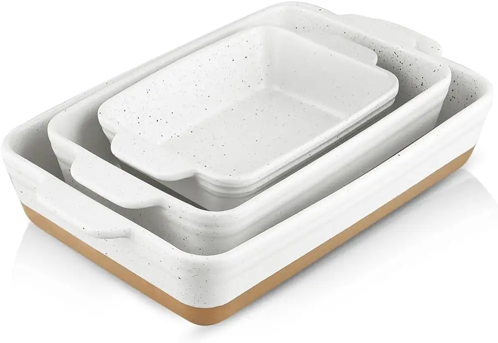 Ceramic Baking Dish Set, 9x13 Casserole Dish for Lasagna, 3-Piece Oven Safe Bakeware Set, Farmhouse Style White
Ceramic Baking Dish Set, 9x13 Casserole Dish for Lasagna, 3-Piece Oven Safe Bakeware Set, Farmhouse Style White