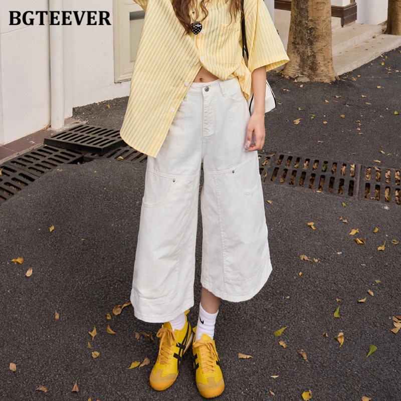 BGTEEVER Retro Loose Wide-leg Pants, Cropped Pants with Multiple Pockets, Niche Spring / Summer Denim Jeans for Women
BGTEEVER Retro Loose Wide-leg Pants, Cropped Pants with Multiple Pockets, Niche Spring / Summer Denim Jeans for Women