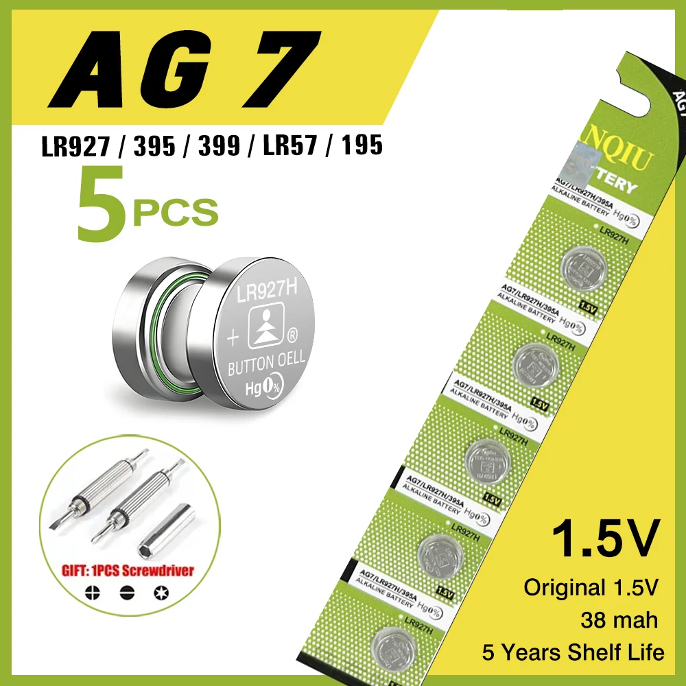 5PCS TIANQIU Watch Battery AG7/AG8/AG9/AG10/AG11/AG12/AG13 1.5V Li-ion Button Coin Cell Batteries Toys Remote Camera CPU
5PCS TIANQIU Watch Battery AG7/AG8/AG9/AG10/AG11/AG12/AG13 1.5V Li-ion Button Coin Cell Batteries Toys Remote Camera CPU