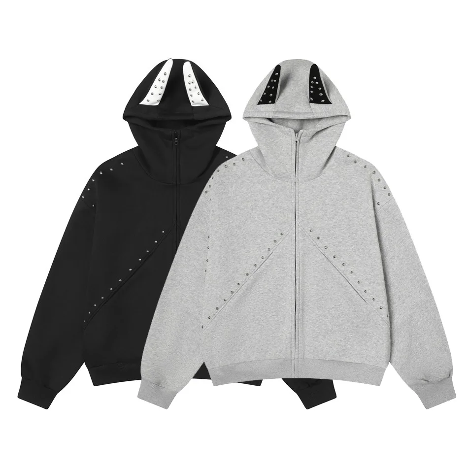 Rivet Ear Hoodie for Men Women Couples Streetwear Fashion Loose Casual Short Hooded Sweatshirts Jacket Unisex Hoody Coat
Rivet Ear Hoodie for Men Women Couples Streetwear Fashion Loose Casual Short Hooded Sweatshirts Jacket Unisex Hoody Coat