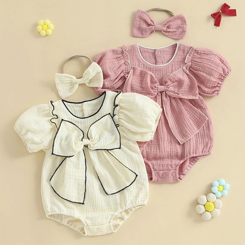 Lioraitiin Summer Newborn Baby Girls Rompers Clothes Solid Ruffles Short Sleeve Bowknot Cotton Bubble Jumpsuits Headband Outfits
Lioraitiin Summer Newborn Baby Girls Rompers Clothes Solid Ruffles Short Sleeve Bowknot Cotton Bubble Jumpsuits Headband Outfits