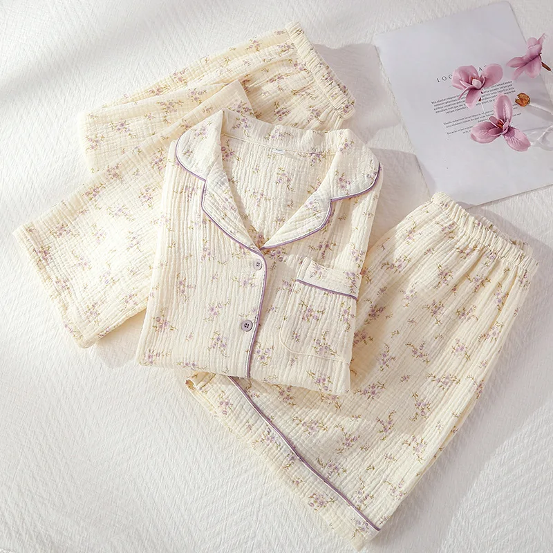 2025 New Summer Women's Pajama Set 100% Cotton Crepe Short Sleeve+Shorts+Pants 3-Piece Pajama Women's Cardigan Home Clothes
2025 New Summer Women's Pajama Set 100% Cotton Crepe Short Sleeve+Shorts+Pants 3-Piece Pajama Women's Cardigan Home Clothes