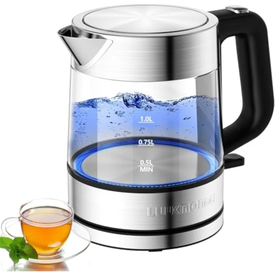Electric Kettle, 1L 1500W, Small Glass Tea Kettle, Hot Water Boiler with LED Indicator, Cordless Water Heater Kettle, BPA-Free,
Electric Kettle, 1L 1500W, Small Glass Tea Kettle, Hot Water Boiler with LED Indicator, Cordless Water Heater Kettle, BPA-Free,