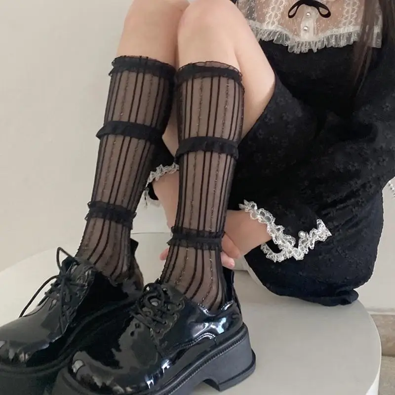 195E Womens Soft Knee High Socks Lovely Solid Color Lace Ruffle Stockings Girls 3 Layer Lace Calf Socks
195E Womens Soft Knee High Socks Lovely Solid Color Lace Ruffle Stockings Girls 3 Layer Lace Calf Socks