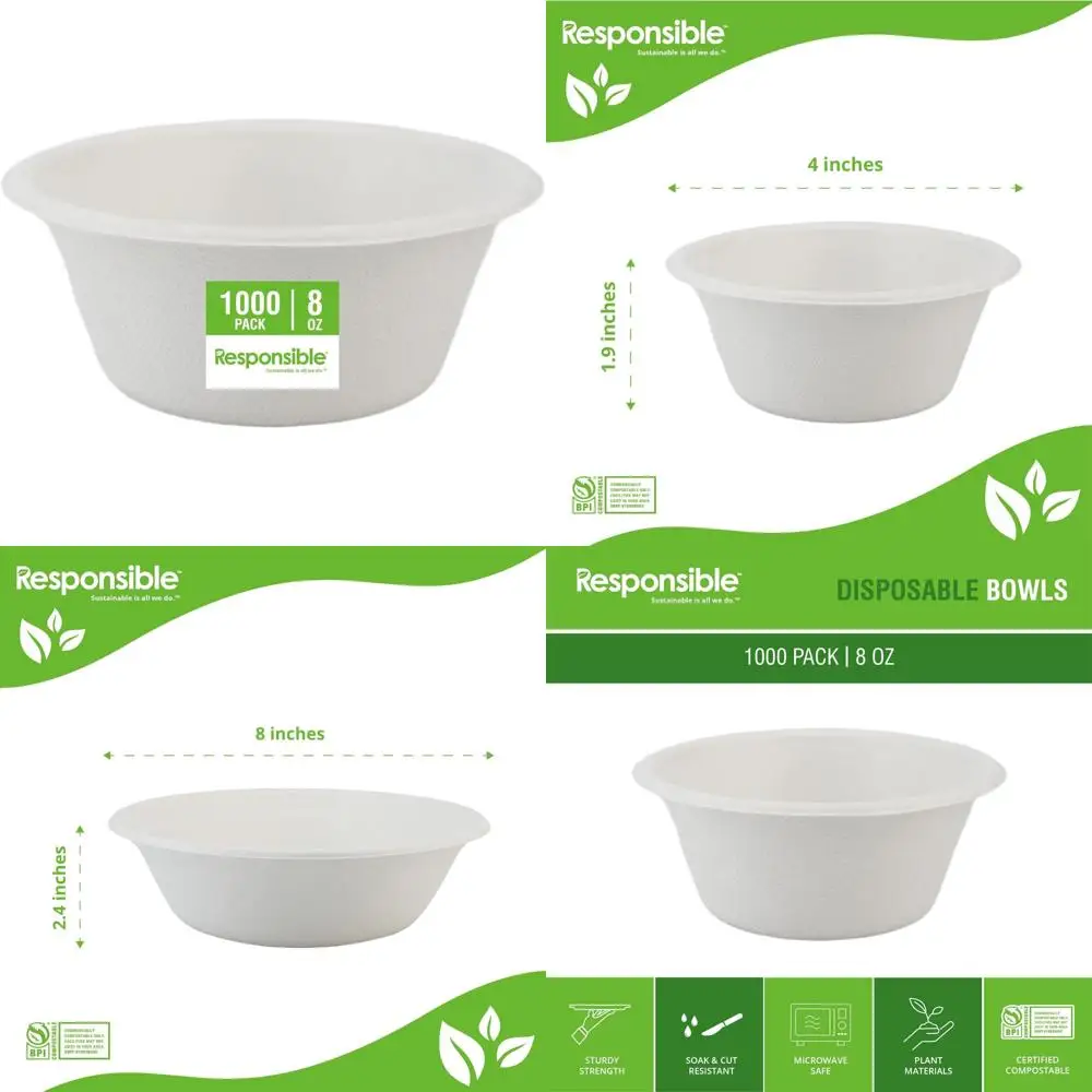 Eco-Friendly Disposable Paper Bowls 8oz - Heavy Duty for Hot Soup, Dinner, Desserts, 1000 Count
Eco-Friendly Disposable Paper Bowls 8oz - Heavy Duty for Hot Soup, Dinner, Desserts, 1000 Count