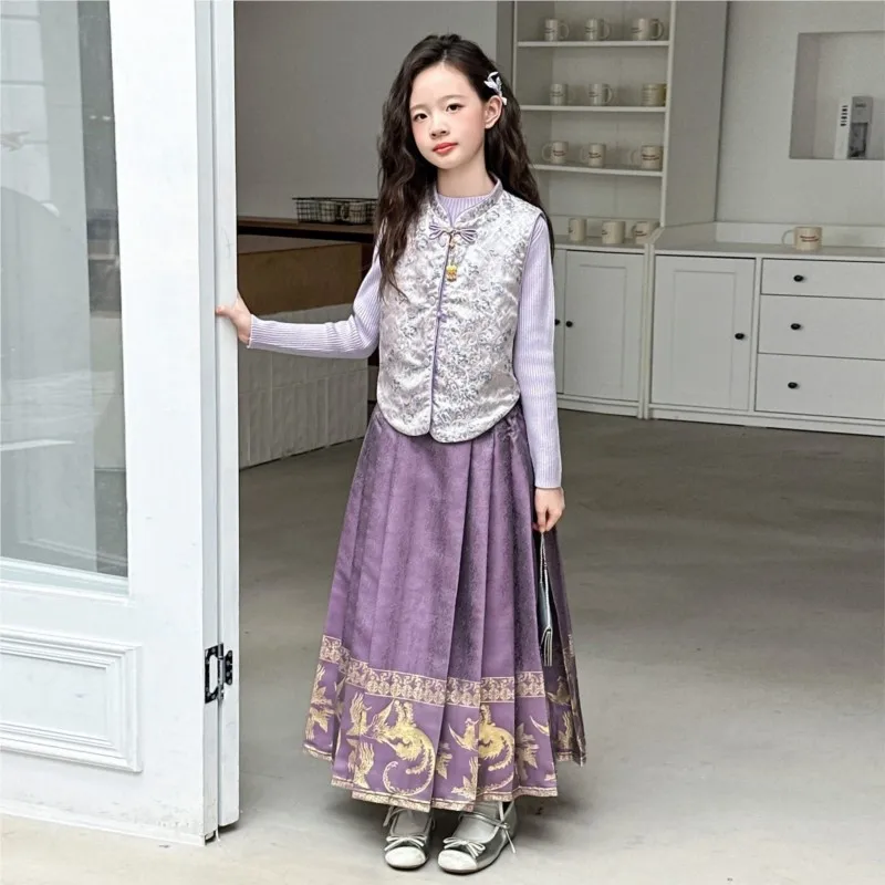Girls' Horse Face Skirt Vest Clothing Set Children's Autumn/Winter 2026 New Chinese Top Horse Face Skirt Vest 3-Piece Set LJ281
Girls' Horse Face Skirt Vest Clothing Set Children's Autumn/Winter 2026 New Chinese Top Horse Face Skirt Vest 3-Piece Set LJ281