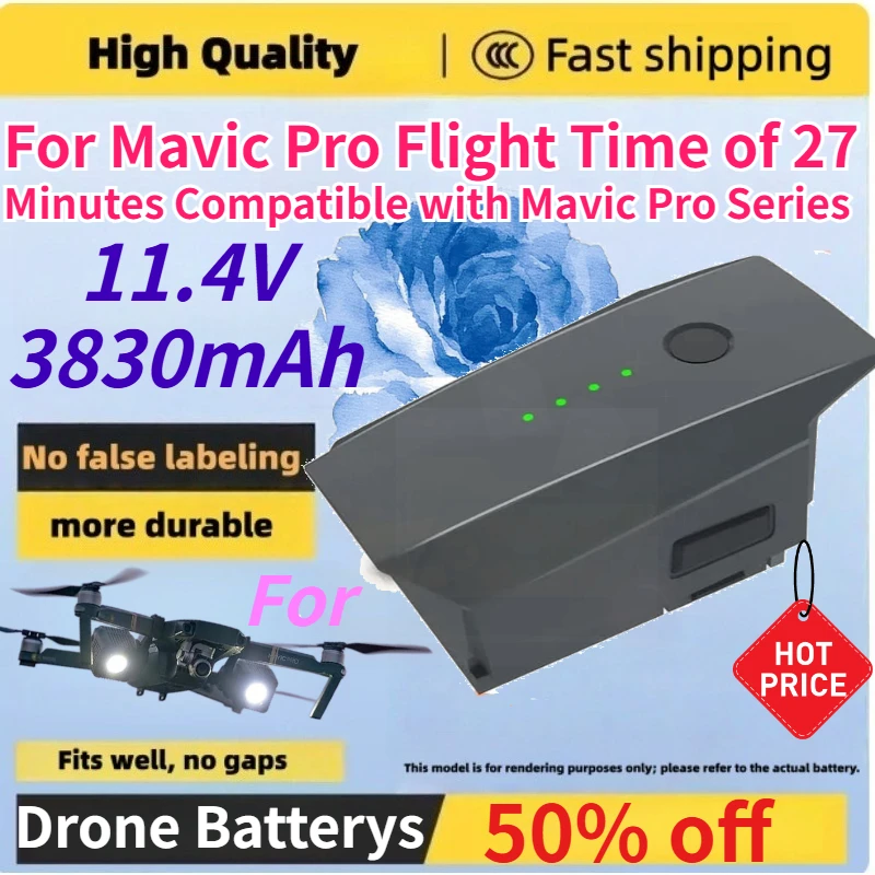 11.4V 3830mAh Drone Batterys for Mavic Pro Flight Time of 27 Minutes Compatible with Mavic Pro Series Intelligent Flight Battery
11.4V 3830mAh Drone Batterys for Mavic Pro Flight Time of 27 Minutes Compatible with Mavic Pro Series Intelligent Flight Battery