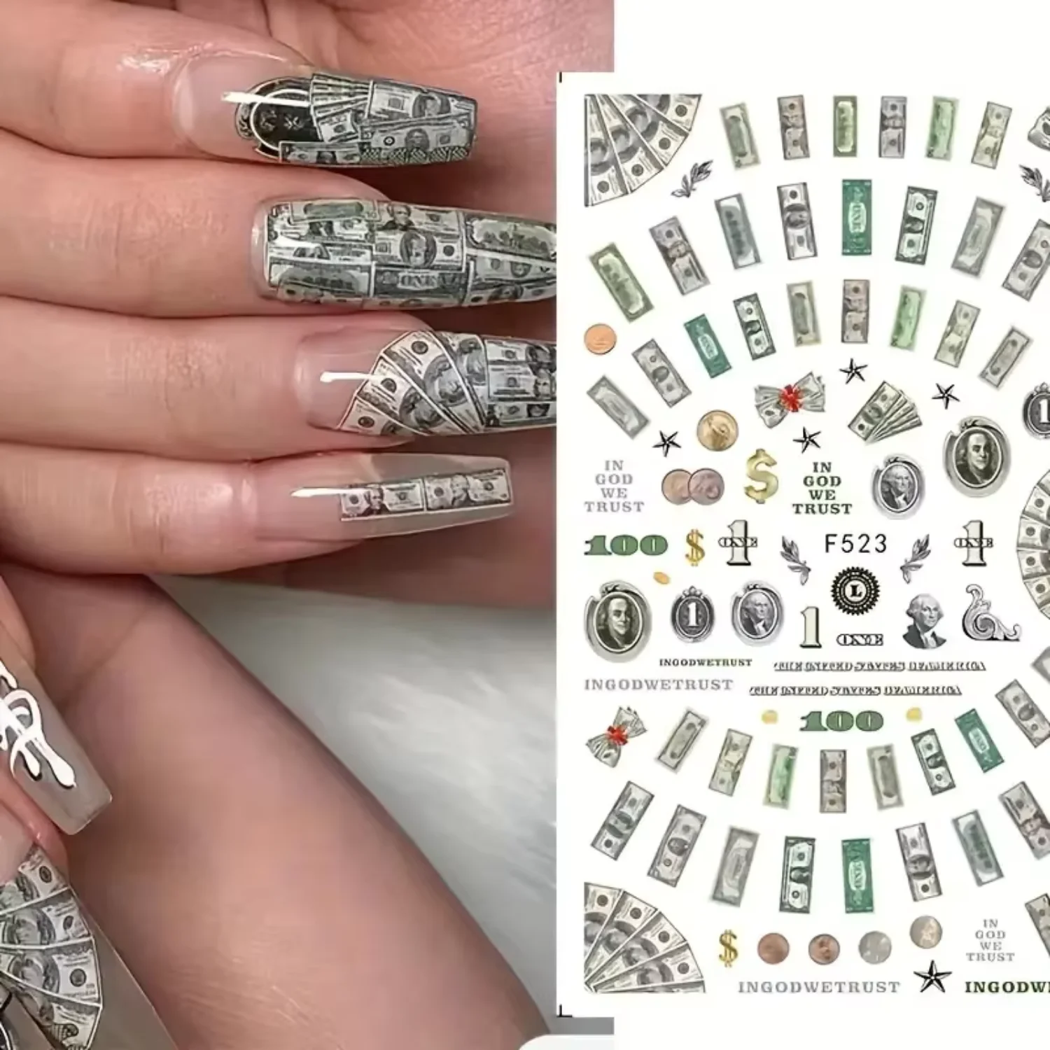 Luxury Wealth Money Ornament Nail Charms Accessories Usd Rmb Golden Coins Design Fingernail Decorations
Luxury Wealth Money Ornament Nail Charms Accessories Usd Rmb Golden Coins Design Fingernail Decorations