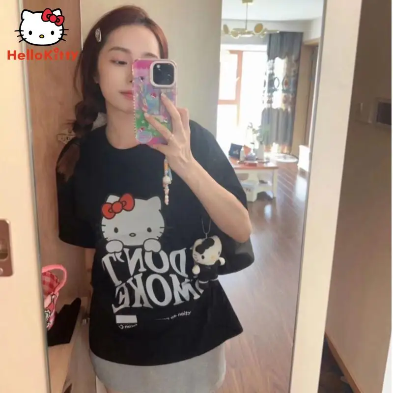 Тяжелая футболка Hellokitty из чистого хлопка, летняя модная футболка с аниме мультяшным принтом, с коротким рукавом, свободная футболка средней длины, топы, одежда для пар
Тяжелая футболка Hellokitty из чистого хлопка, летняя модная футболка с аниме мультяшным принтом, с коротким рукавом, свободная футболка средней длины, топы, одежда для пар