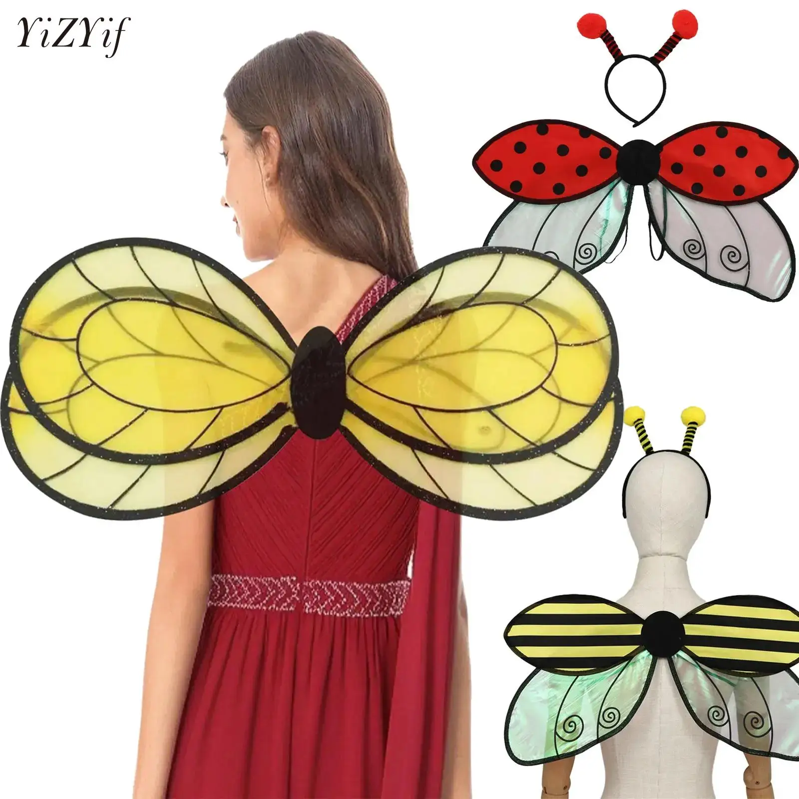 Halloween Bee Cosplay Costume Wing with Bumblebee Headband for Adult Kids Role Play Honeybee Fancy Dress Up Yellow Ladybugs Wing 
Halloween Bee Cosplay Costume Wing with Bumblebee Headband for Adult Kids Role Play Honeybee Fancy Dress Up Yellow Ladybugs Wing