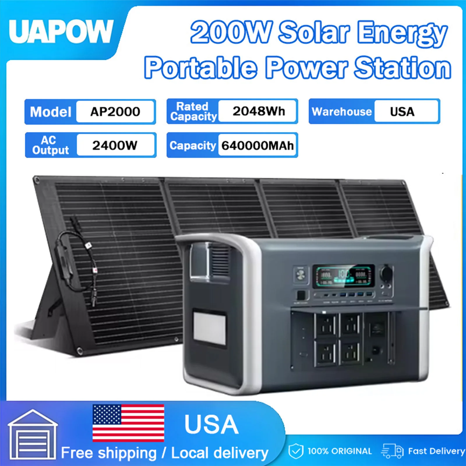 UAPOW 200W Solar Power Portable Power Station Long-Term Power for Car Camping & Outdoor High Capacity Power Bank Fast Charging
UAPOW 200W Solar Power Portable Power Station Long-Term Power for Car Camping & Outdoor High Capacity Power Bank Fast Charging