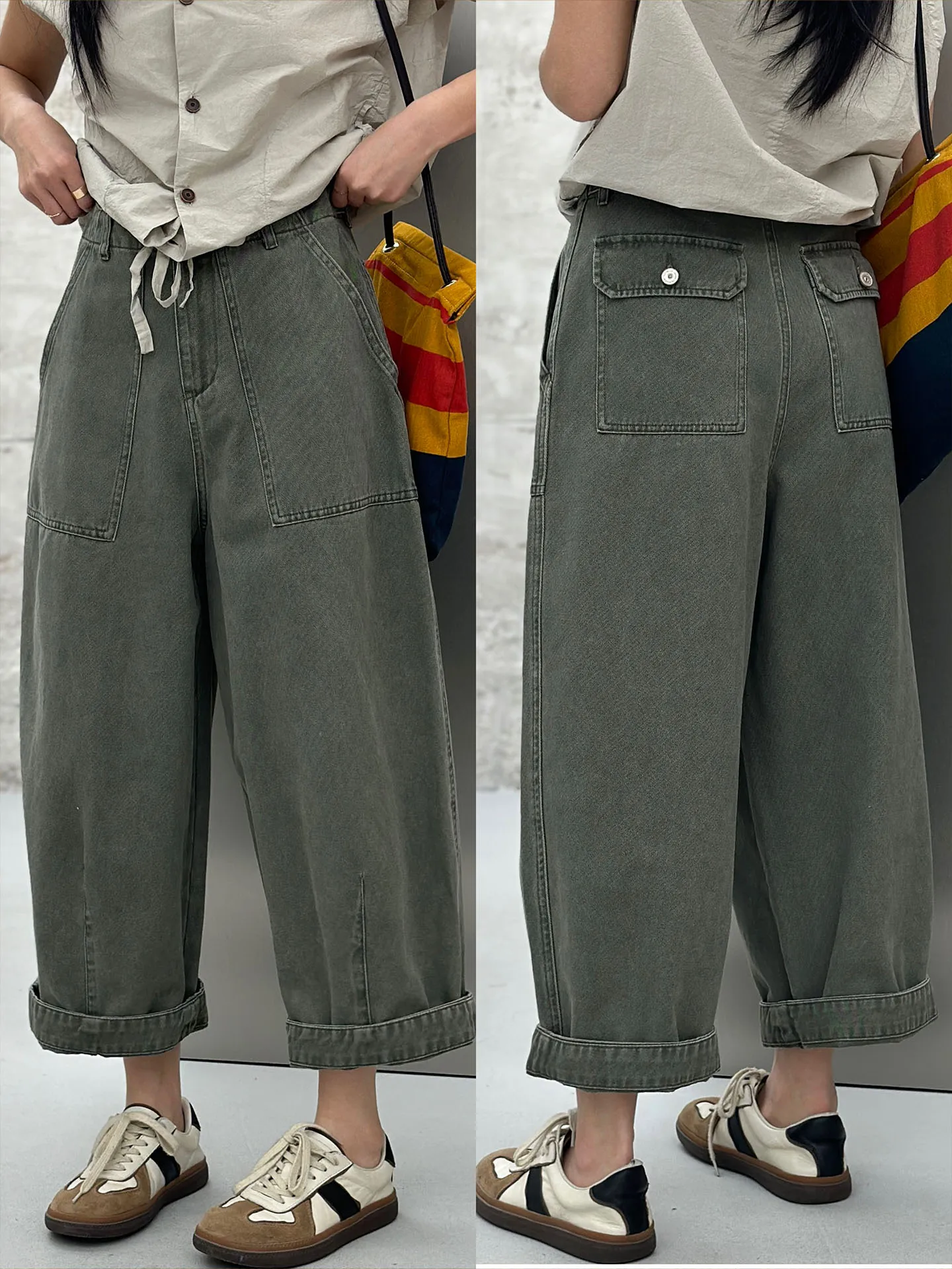 BodhlCat American Retro Workwear Style Large Pocket Design Spring Slim Wide Leg Nine Points Denim Jeans High Waist Zipper Clo...
BodhlCat American Retro Workwear Style Large Pocket Design Spring Slim Wide Leg Nine Points Denim Jeans High Waist Zipper Clo...