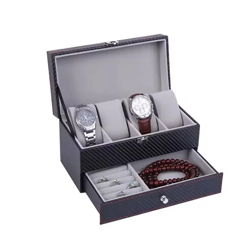 Watch Box PU Leather Jewelry Organizer Travel Display Case for Men /Women,4 Slots Magnetic Top,Black 
Watch Box PU Leather Jewelry Organizer Travel Display Case for Men /Women,4 Slots Magnetic Top,Black