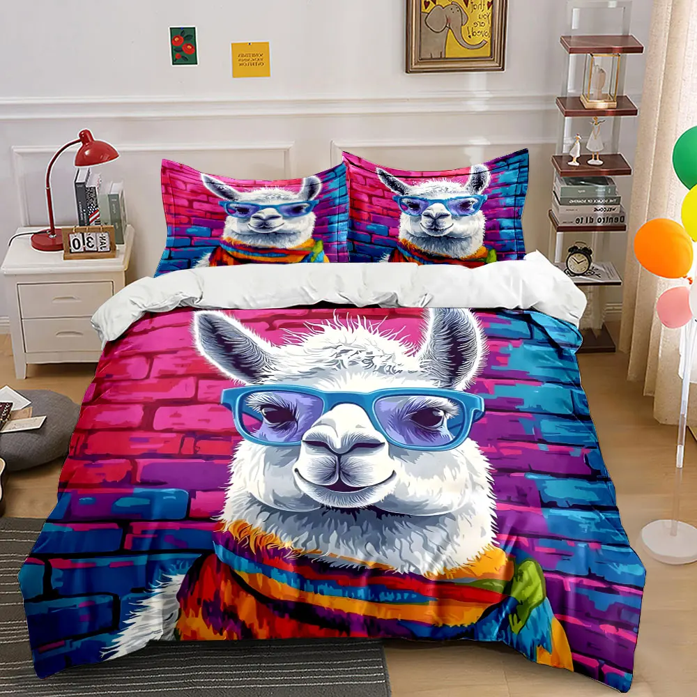 Colorful Llama Art Decor Set Bedding Set with 1 Duvet Cover 2 Pillowcases Single Double King Queen, Gift
Colorful Llama Art Decor Set Bedding Set with 1 Duvet Cover 2 Pillowcases Single Double King Queen, Gift