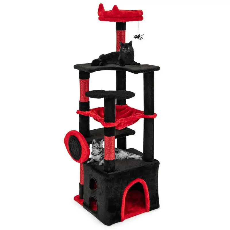 Gothic Cat Tree with Plush Perch and Spider Dangling Toy-Black & Red
Gothic Cat Tree with Plush Perch and Spider Dangling Toy-Black & Red
