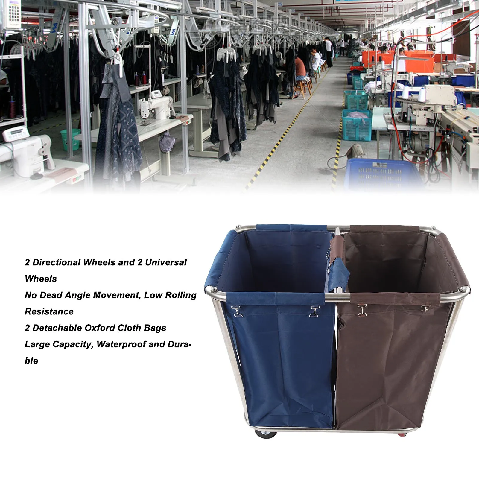 Laundry Sorter Cart 2 Bag Laundry Cart with 4 Wheels Large Capacity Dry Wet Sorter Laundry Basket for Home and Commercial Use
Laundry Sorter Cart 2 Bag Laundry Cart with 4 Wheels Large Capacity Dry Wet Sorter Laundry Basket for Home and Commercial Use