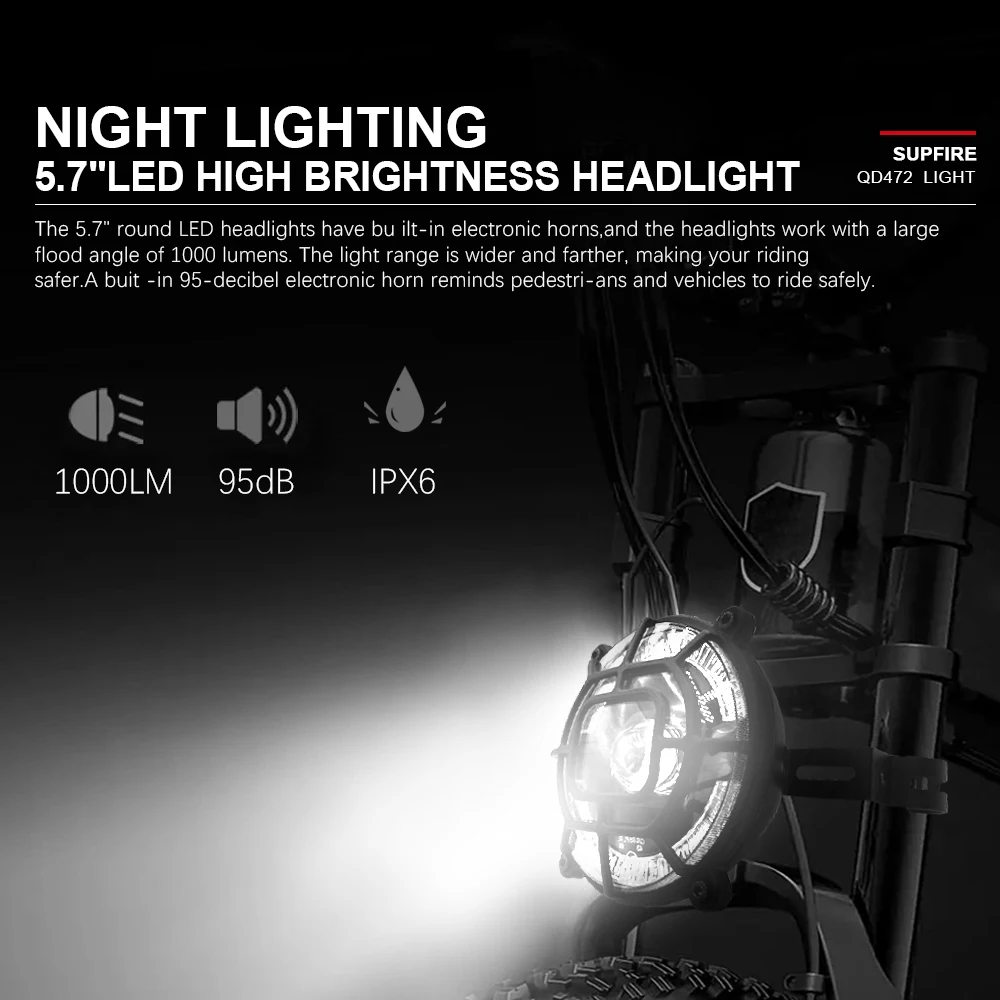 36V/48V Electric Bike Front Light QD472 Snow Bike Electric Scooter Front Light High Brightness Night Safe Riding Accessories
36V/48V Electric Bike Front Light QD472 Snow Bike Electric Scooter Front Light High Brightness Night Safe Riding Accessories