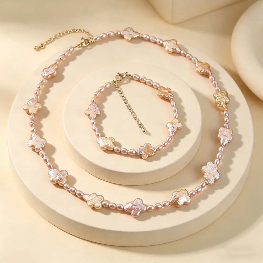 Purple Baroque Flower Pearl Handmade Freshwater Pearl Necklace Bracelet Set for Women Charm Choker Collar Commute Jewelry Gifts
Purple Baroque Flower Pearl Handmade Freshwater Pearl Necklace Bracelet Set for Women Charm Choker Collar Commute Jewelry Gifts