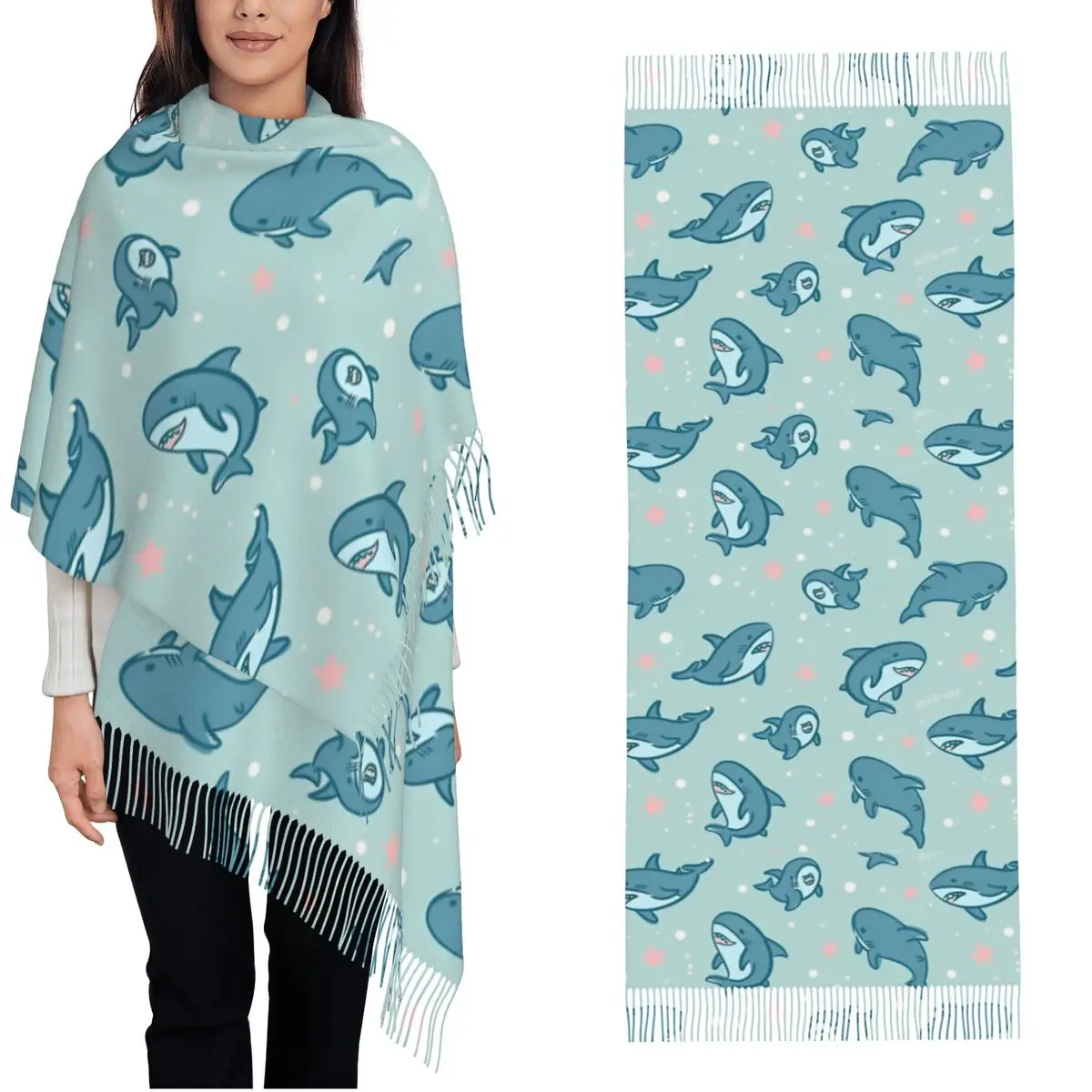 Brucie Blahaj Shark Under The Sea Шаль с узором Зимний теплый большой длинный шарф Звездный кит Акулы Шарфы из пашмины с кисточками
Brucie Blahaj Shark Under The Sea Шаль с узором Зимний теплый большой длинный шарф Звездный кит Акулы Шарфы из пашмины с кисточками