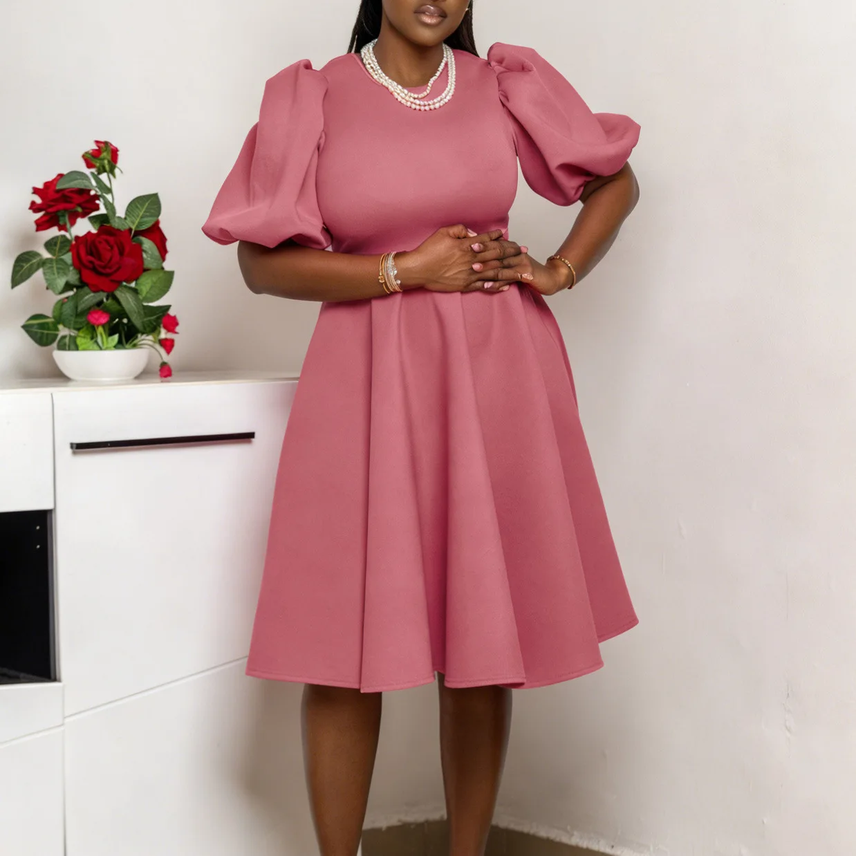 C86562026 New Women's Fashionable And Elegant Round Neck Puff Sleeve Dress Dress Elegant Beach Clothing Prom
C86562026 New Women's Fashionable And Elegant Round Neck Puff Sleeve Dress Dress Elegant Beach Clothing Prom