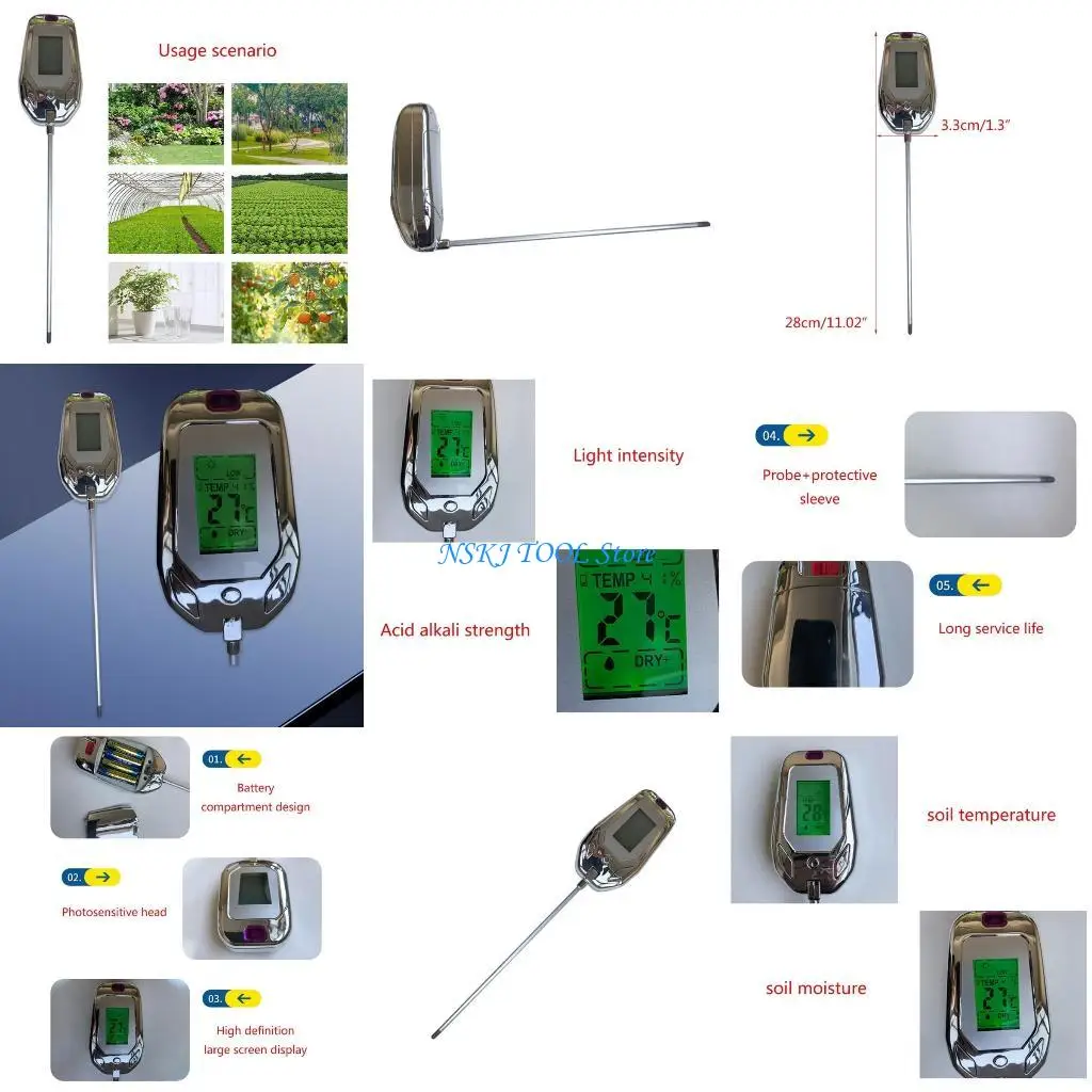 L8RC Hand Soil Moisture Meter ABS Soil Testing Instrument for Home Garden & Farm
L8RC Hand Soil Moisture Meter ABS Soil Testing Instrument for Home Garden & Farm