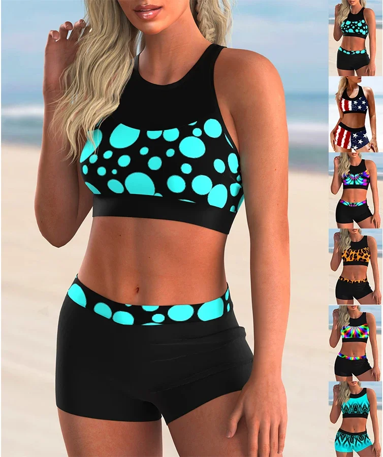 New summer high elasticity bikini set with blue polka dot print two-piece tank top sexy women's beach swimsuit S-5XL
New summer high elasticity bikini set with blue polka dot print two-piece tank top sexy women's beach swimsuit S-5XL