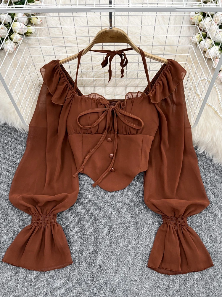 Women Coffee Square Collar Shirts and Blouses Vintage Y2k Aesthetic French Style 2000s Elegant Long Sleeve Luxury Shirt Clothes
Women Coffee Square Collar Shirts and Blouses Vintage Y2k Aesthetic French Style 2000s Elegant Long Sleeve Luxury Shirt Clothes