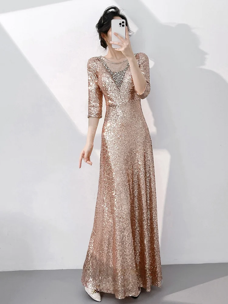 Ele Rose Gold Sequin Evening Dr Women's New 2025 High-End Faionable Mid-Waist A-Line Skirt for Wedding Banquet Host
Ele Rose Gold Sequin Evening Dr Women's New 2025 High-End Faionable Mid-Waist A-Line Skirt for Wedding Banquet Host