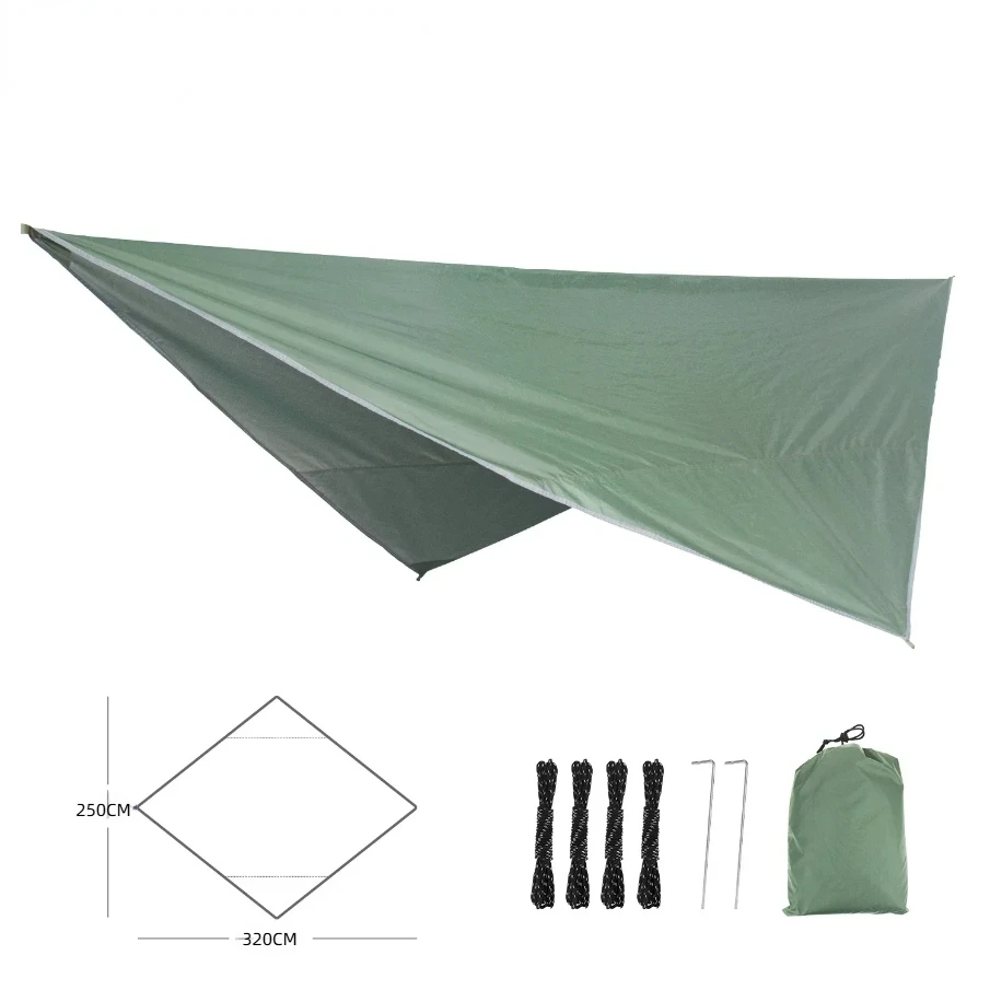 210T Rhombus Waterproof Tarp Tent Shade Outdoor Camping Hammock Rain Fly UV Garden Awning Canopy Sunshade Ultralight 320x250cm
210T Rhombus Waterproof Tarp Tent Shade Outdoor Camping Hammock Rain Fly UV Garden Awning Canopy Sunshade Ultralight 320x250cm