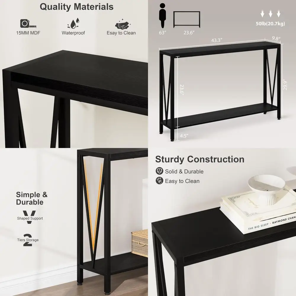Slim 43 2-х уровневый консольный столик с V-образным дизайном для прихожей, гостиных и офисов - черный
Slim 43 2-х уровневый консольный столик с V-образным дизайном для прихожей, гостиных и офисов - черный