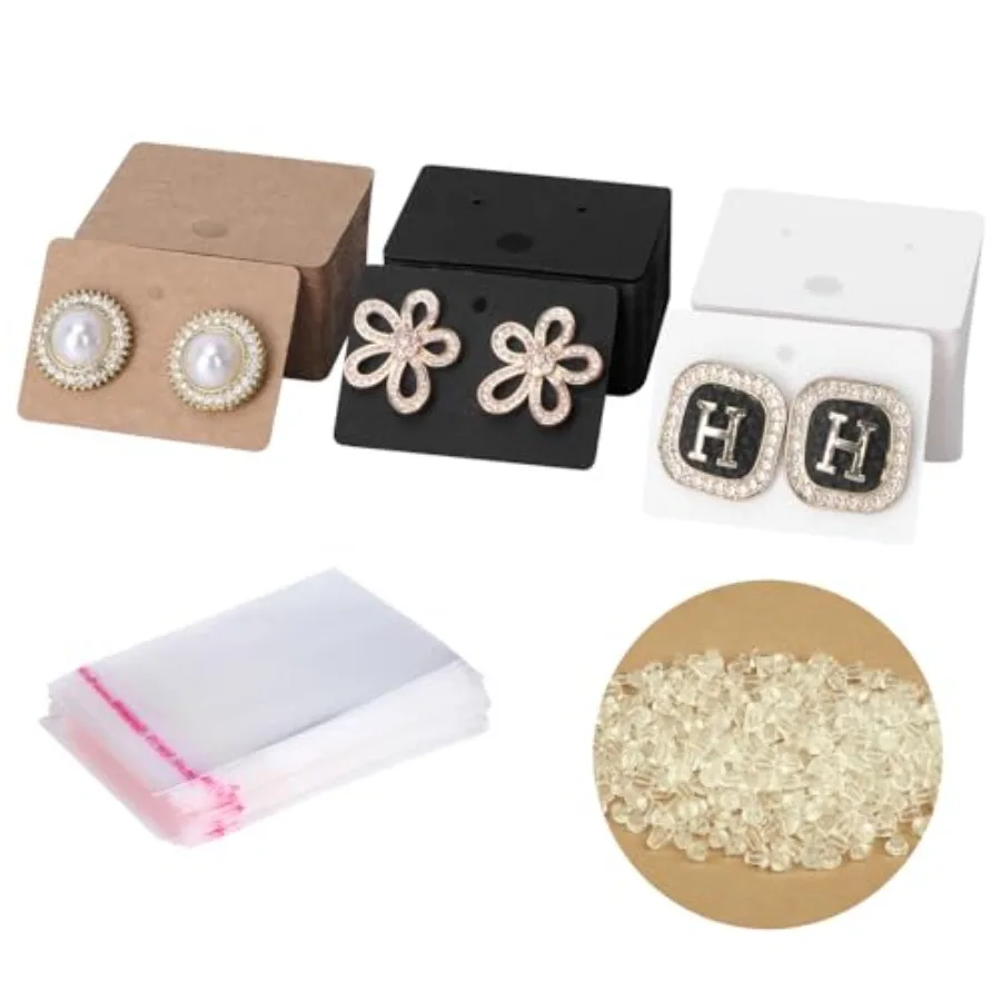 600 Pcs Earring Display Cards Set, 150 Pcs 3 Colors Square Cardboard Earring Holder Cards with 150 Pcs Self-Seal Bags and 300 P
600 Pcs Earring Display Cards Set, 150 Pcs 3 Colors Square Cardboard Earring Holder Cards with 150 Pcs Self-Seal Bags and 300 P