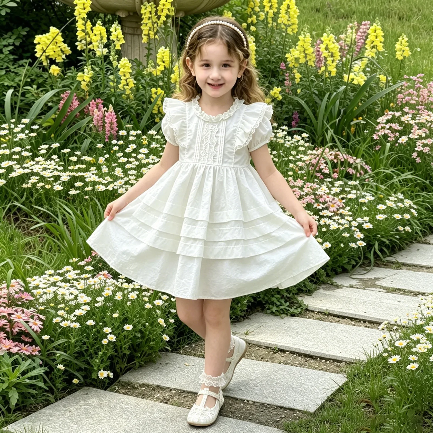 Girls' pure white lace dress - 2026 new style frilly lace cake skirt hemmed children's princess dress for 90-160cm
Girls' pure white lace dress - 2026 new style frilly lace cake skirt hemmed children's princess dress for 90-160cm