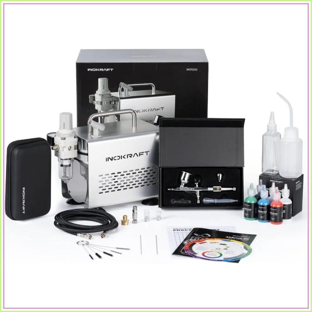 Airbrush Kit with Compressor - 1/6 HP Quiet, 3 Tips 0.2/0.3/0.5mm, Gravity Feed, Complete Set for Model Painting
Airbrush Kit with Compressor - 1/6 HP Quiet, 3 Tips 0.2/0.3/0.5mm, Gravity Feed, Complete Set for Model Painting