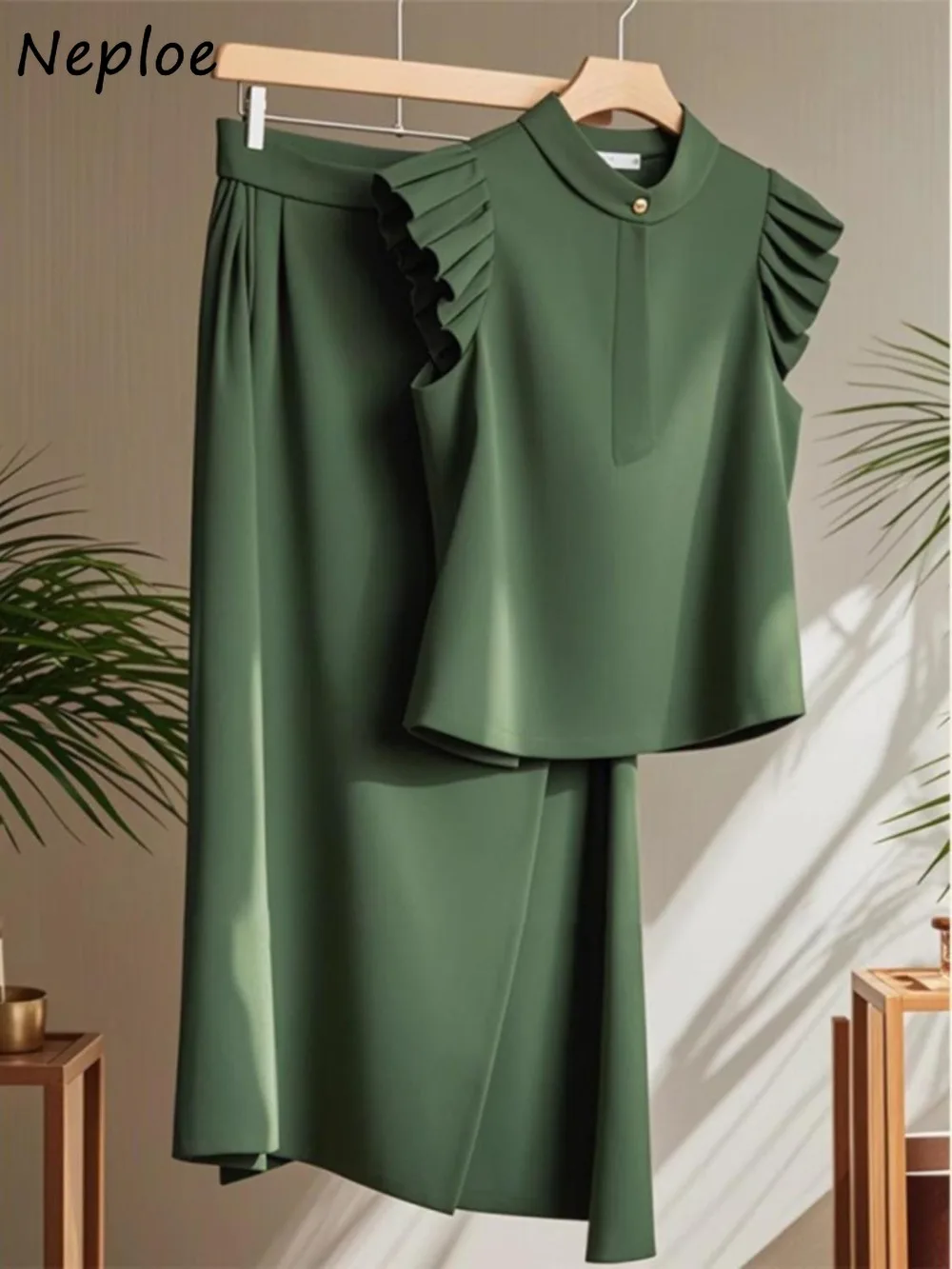 Neploe Moda Slim Trendy Celebrity Suit Skirt Advanced O Neck Flying Sleeve Solid Shirt 2025 New Luxury Hong Kong Style Set Falda
Neploe Moda Slim Trendy Celebrity Suit Skirt Advanced O Neck Flying Sleeve Solid Shirt 2025 New Luxury Hong Kong Style Set Falda