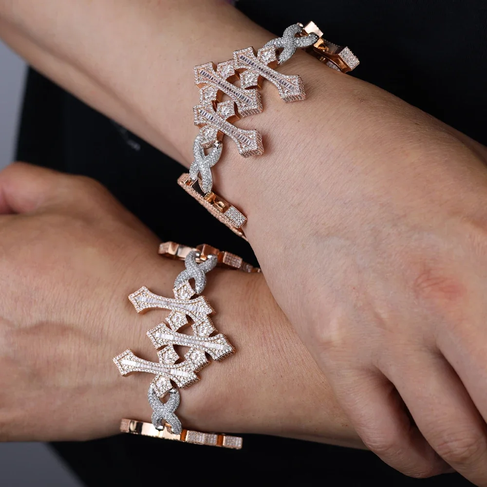 New Arrivals High Quality Multiple Stacked Crosses Bracelet Iced Out Bling Cubic Zircon Hip Hop Fashion Two Tone Jewelry For Men
New Arrivals High Quality Multiple Stacked Crosses Bracelet Iced Out Bling Cubic Zircon Hip Hop Fashion Two Tone Jewelry For Men