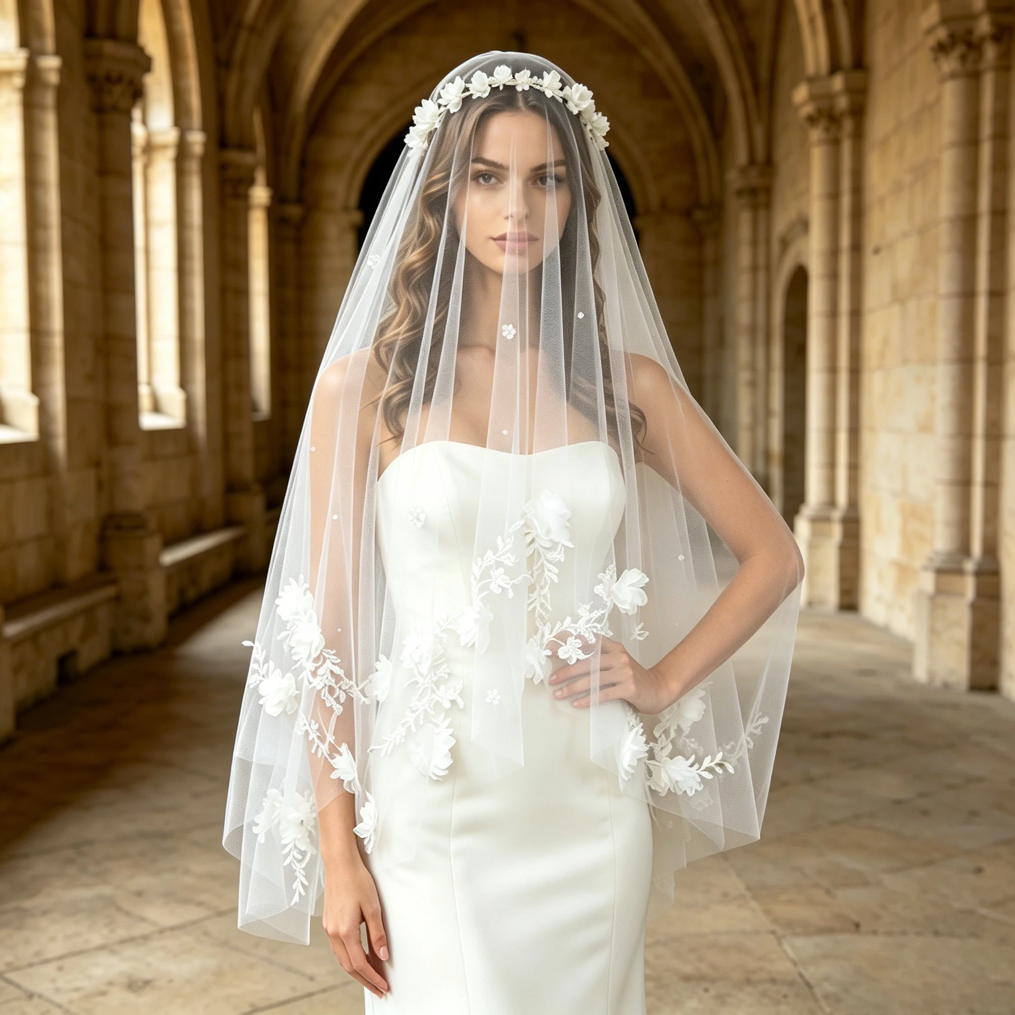 Stylish Bridal Blusher Veil with Intricate 3D Flower Trim 2-tier Soft Tulle Pearls Adorned Wedding Accessory/Headpiece/Gift G122
Stylish Bridal Blusher Veil with Intricate 3D Flower Trim 2-tier Soft Tulle Pearls Adorned Wedding Accessory/Headpiece/Gift G122