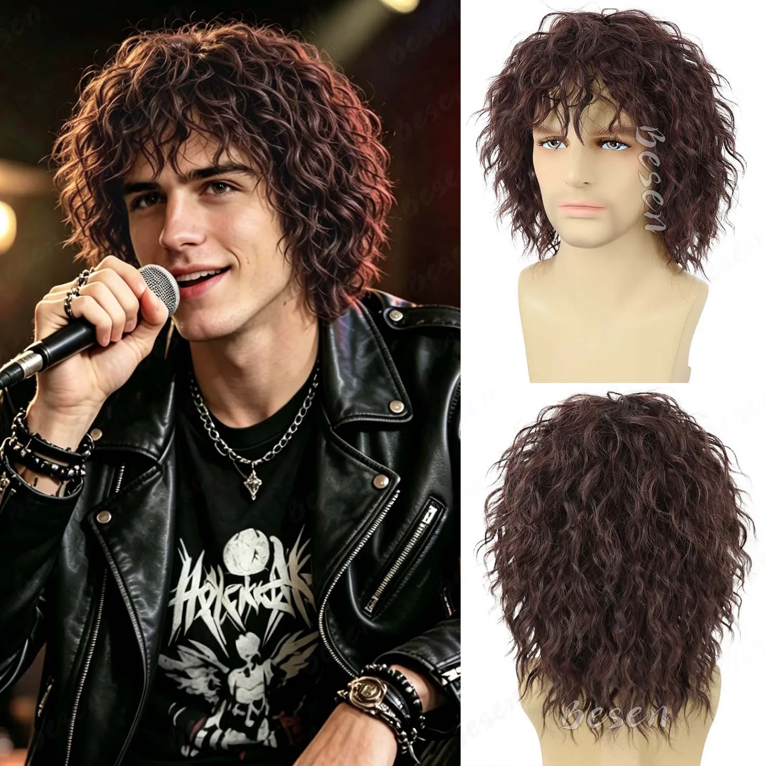 Synthetic 70s 80s Black|Brown Rocker Mullet Wigs Short Curly Funny Crazy Wigs for Halloween Cosplay Party Daily Wear
Synthetic 70s 80s Black|Brown Rocker Mullet Wigs Short Curly Funny Crazy Wigs for Halloween Cosplay Party Daily Wear