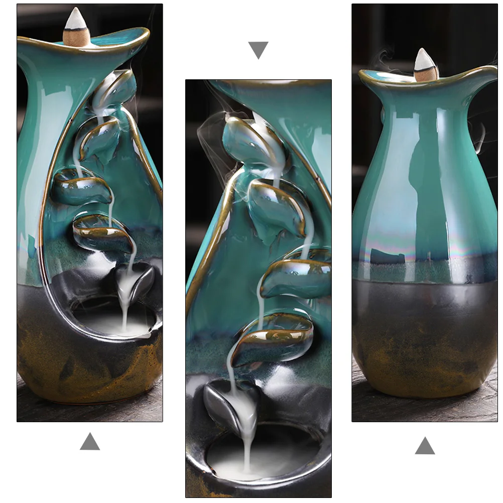 Creative Reflux Incense Burner Ceramic Holder Desktop Decorative Tray for Bedroom Study Yoga Studio Sauna Elegant 
Creative Reflux Incense Burner Ceramic Holder Desktop Decorative Tray for Bedroom Study Yoga Studio Sauna Elegant