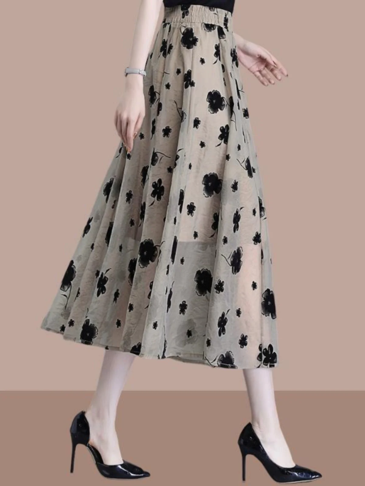 Chic Floral Embossed Mid-Length A-Line Skirt Women's Fashionable Pleated Half Skirt Korean Style Commute High Waist Elastic
Chic Floral Embossed Mid-Length A-Line Skirt Women's Fashionable Pleated Half Skirt Korean Style Commute High Waist Elastic