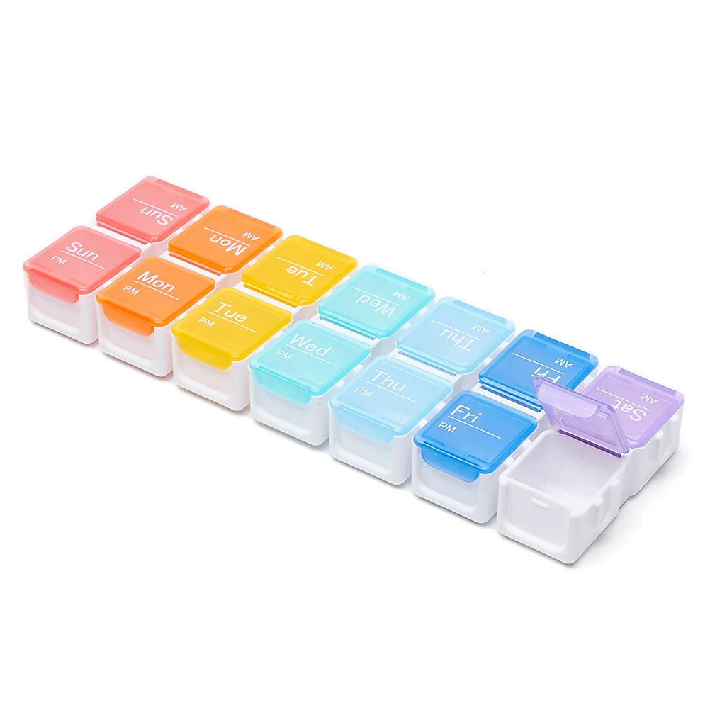 14 Compartments Large Capacity Medicine Storage Case 2 Rows Pill Box See Through Colored Lids Easy Open Weekly Tracker Tablet
14 Compartments Large Capacity Medicine Storage Case 2 Rows Pill Box See Through Colored Lids Easy Open Weekly Tracker Tablet