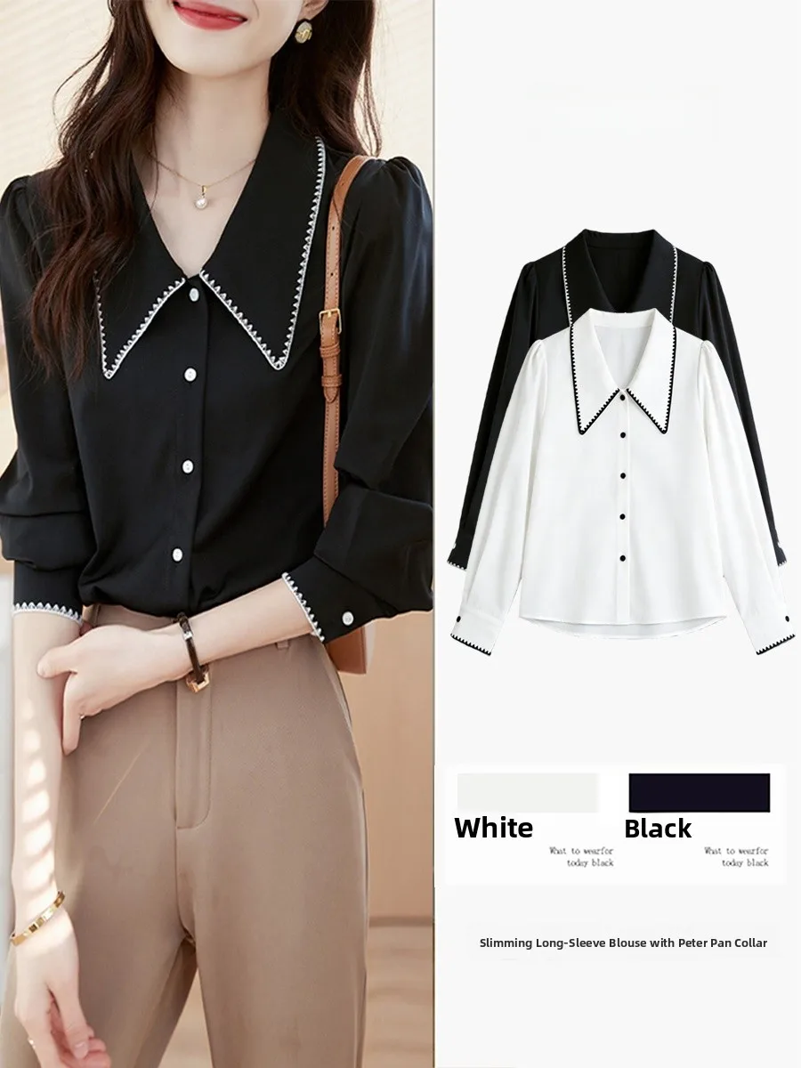 Retro Doll Collar Long Sleeve Women's Shirt Spring Summer New Style Lace Design Sensation Belly Cover Elegant Top
Retro Doll Collar Long Sleeve Women's Shirt Spring Summer New Style Lace Design Sensation Belly Cover Elegant Top