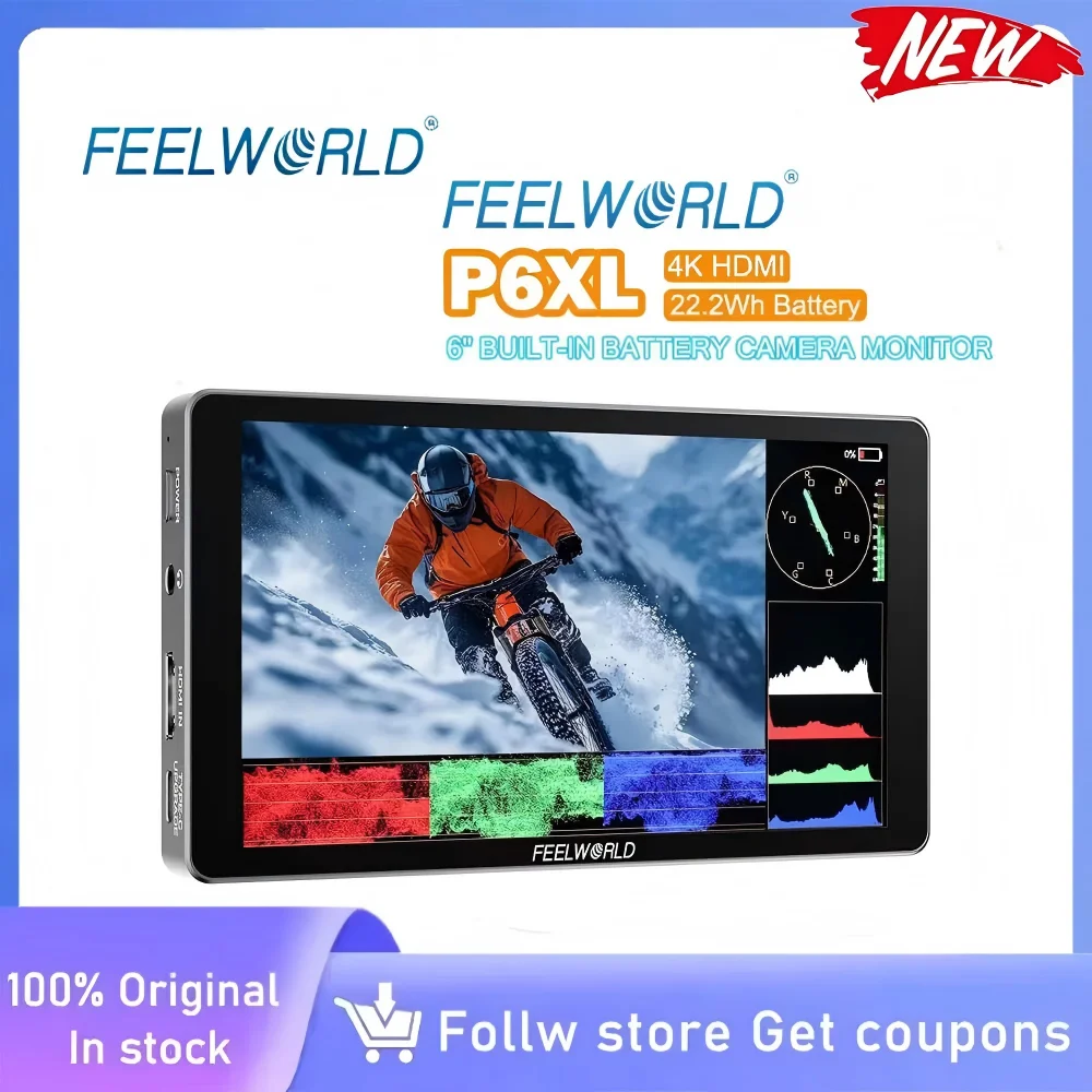 FEELWORLD P6XL 6-inch Camera Field Monitor Aluminum Case LCD Touch Screen USB Type-C 3D LUT 4K HDMI 1200nit High Brightness
FEELWORLD P6XL 6-inch Camera Field Monitor Aluminum Case LCD Touch Screen USB Type-C 3D LUT 4K HDMI 1200nit High Brightness