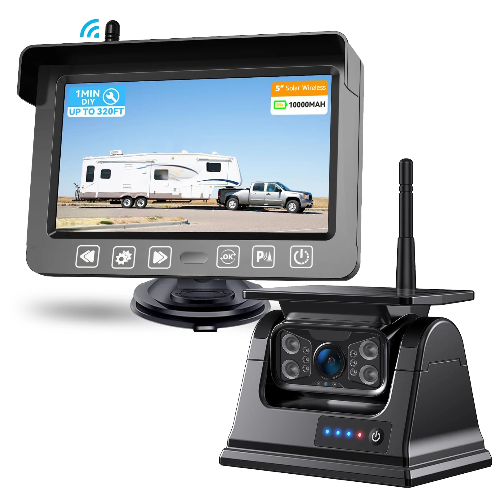 iPoster Caravan Rv Hitch Trailer Digital Wireless Solar Backup Camera with Rechargeable Battery 5" Split 2 Screen Monitor Kit
iPoster Caravan Rv Hitch Trailer Digital Wireless Solar Backup Camera with Rechargeable Battery 5" Split 2 Screen Monitor Kit